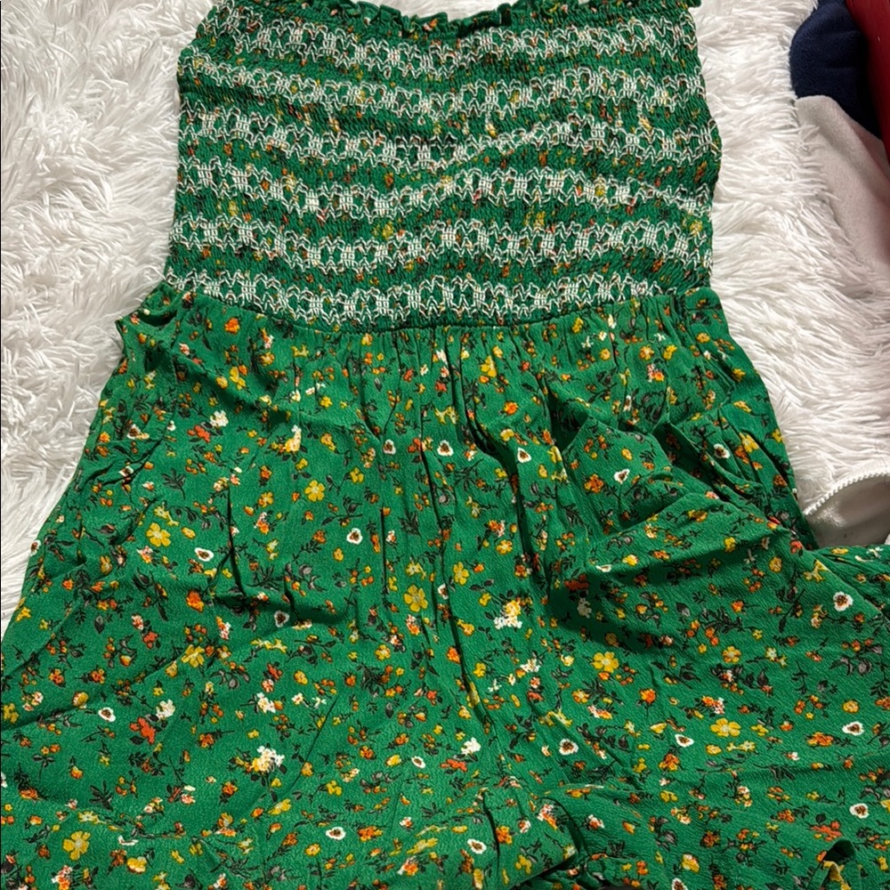 Girls Green Floral off the shoulder Jumpsuit
